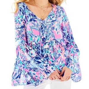 Lilly Pulitzer Kahli top in Blue Grotto Move it or Lose It